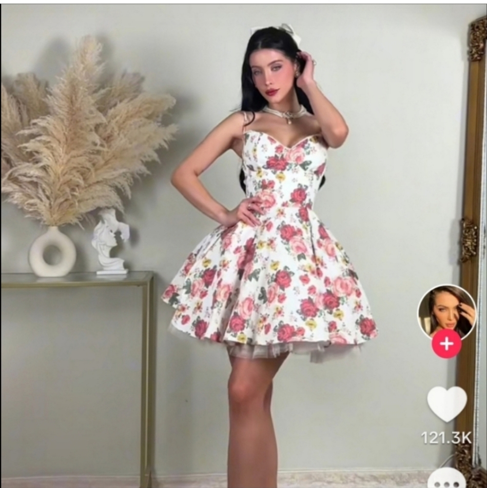 House of CB Floral Mini Dress - Pink and White
